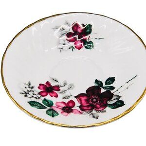 Sutherland tea saucer bone china porcelain gold trim floral made England 5" READ